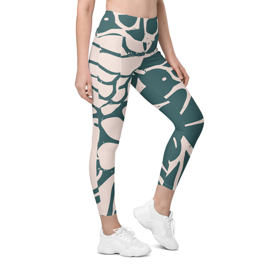 Abstract Dove Leggings with pockets