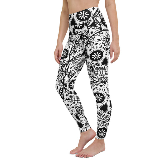 Black and White Skull Yoga Leggings